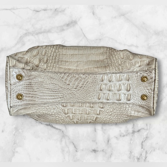 Brahmin Cream Croc Embossed Satchel Tote Purse - Picture 6 of 16